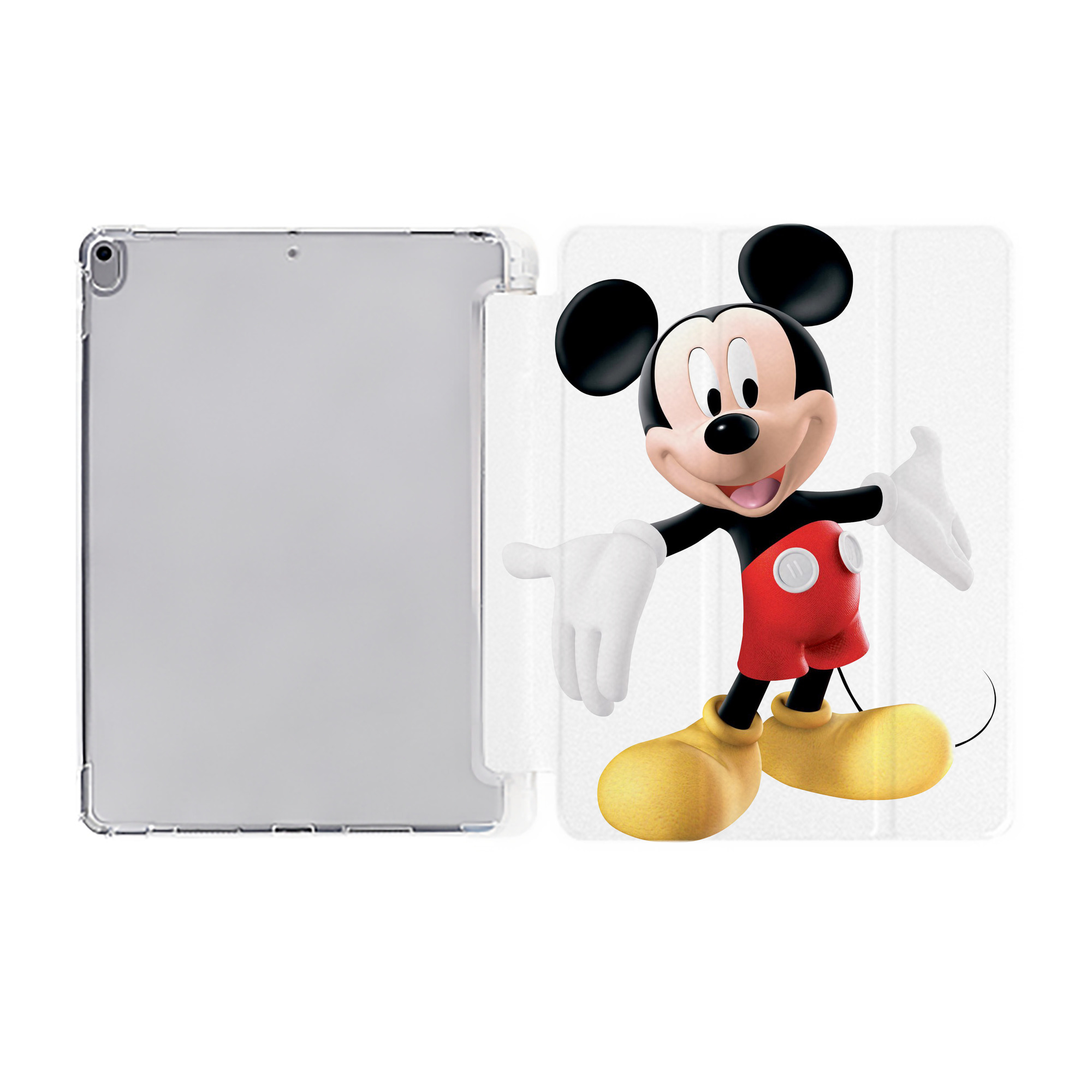 （画像用） ミッキーマウス Mickey Mouse IPad ケース ペン収納付き 三つ折りスタンド PUレザー×シリコン 対応機種9.5/10.5/10.9インチ